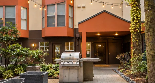 Courtyard with a resident grill.